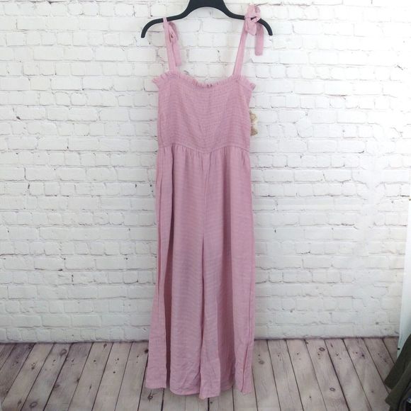 Altar'd State Jumpsuit Womens Medium Purple Shirred Tie Straps Shorts Under - Picture 1 of 7